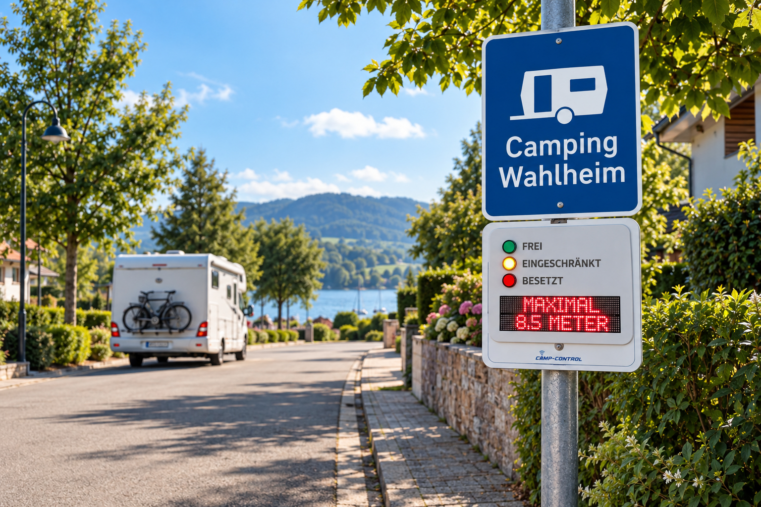 Camp Control Verkehrsleitsystem lenkt anreisende Gäste am Stellplatz